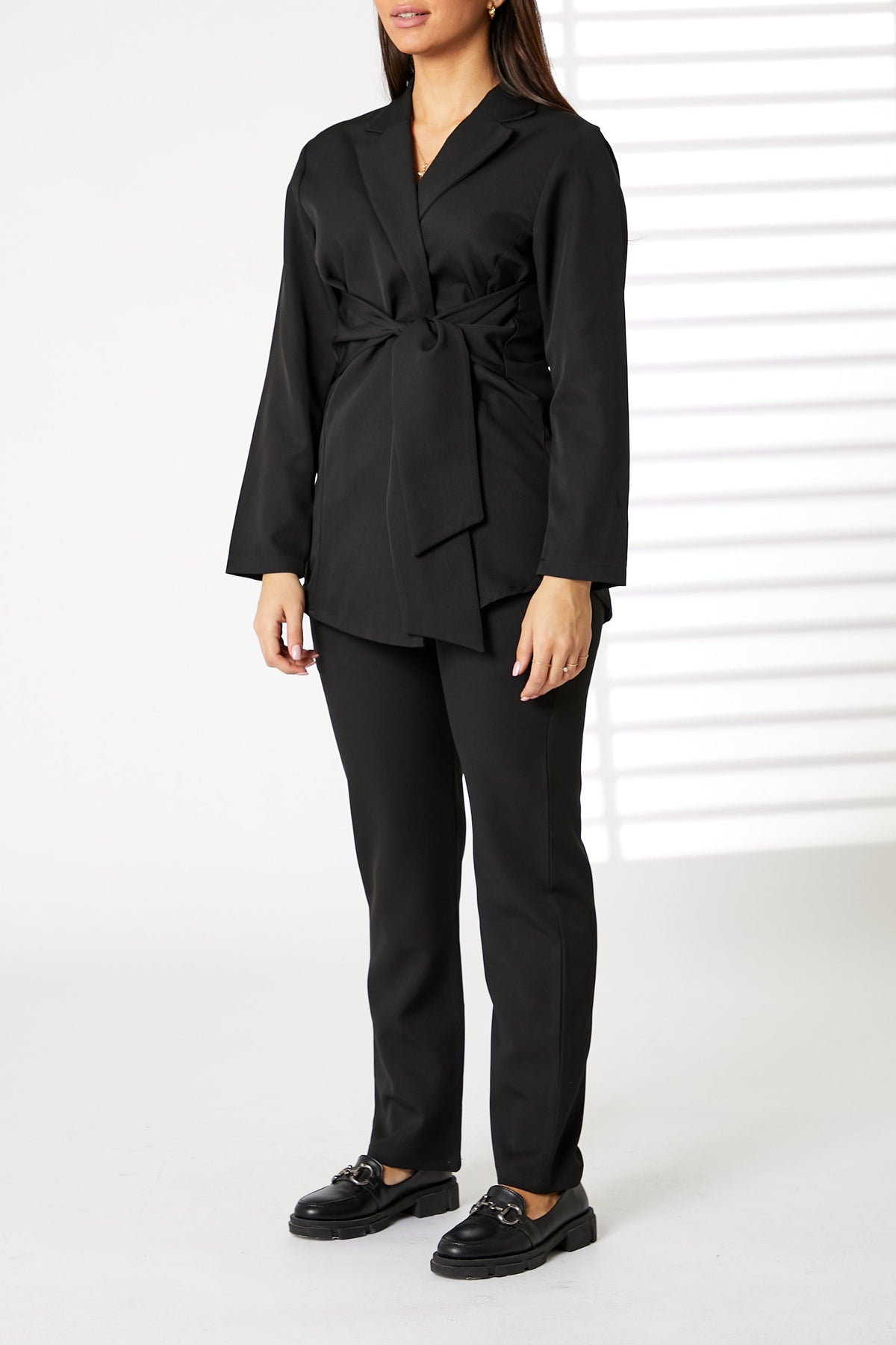 MOiSTREET Black Barbie Crepe Fabric Blazer and Pants Set