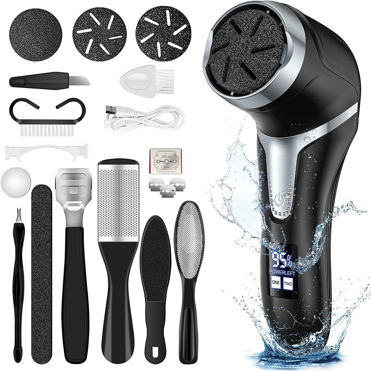 USB Electric Foot Grinder with LCD & 10 Accessories Kit
