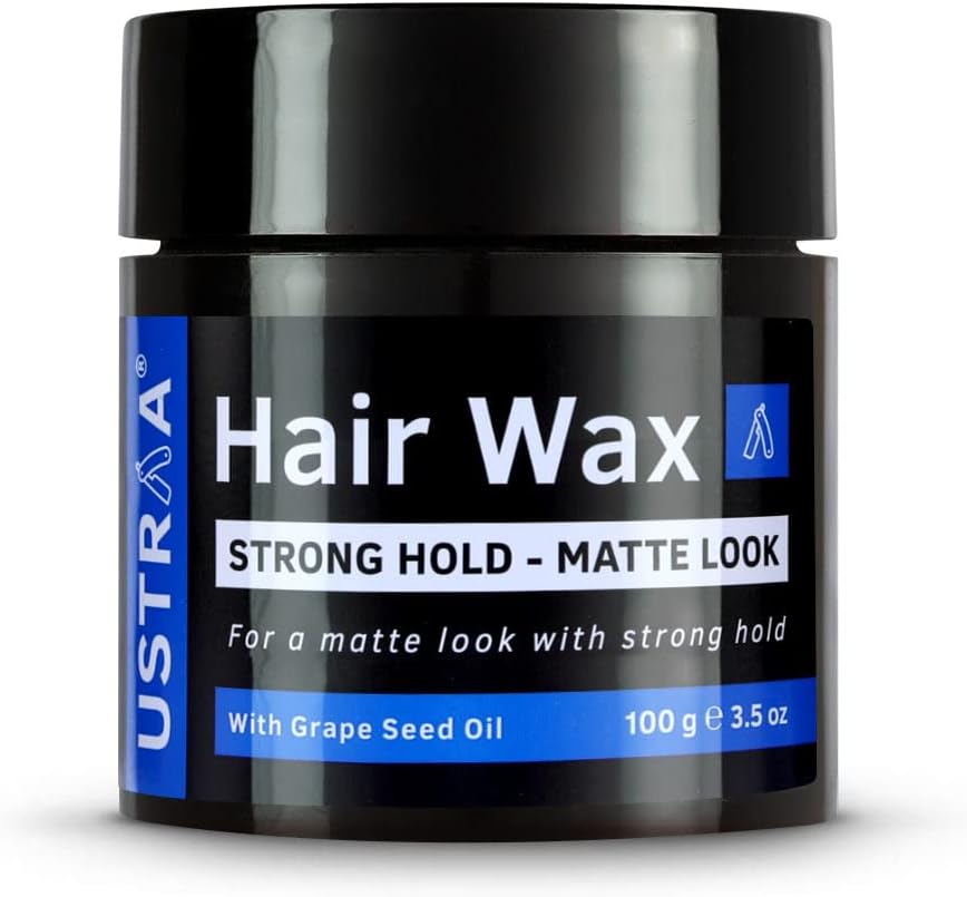 USTRAA Hair Wax Strong Hold - Matte Look with Grape Seed Oil 100g