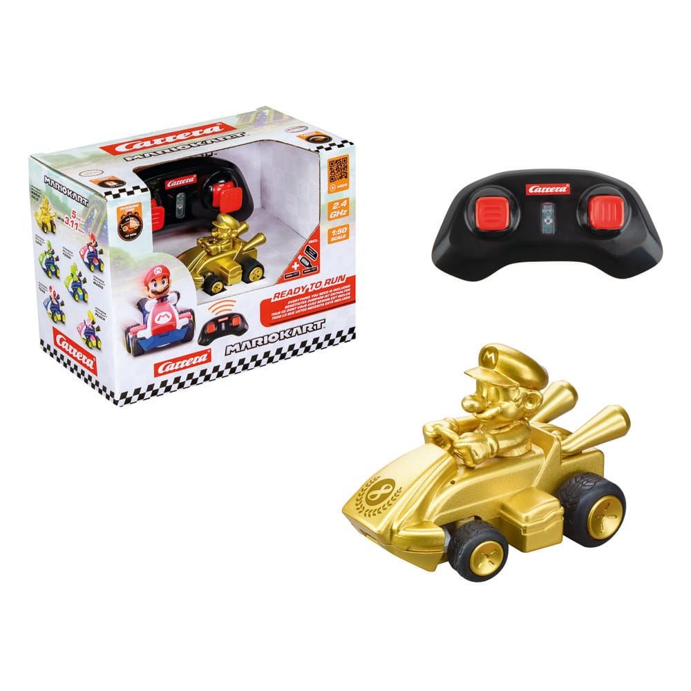 Carrera RC Mario Kart Gold Mario Mini RC Car 1:50, Gold, 6+ years