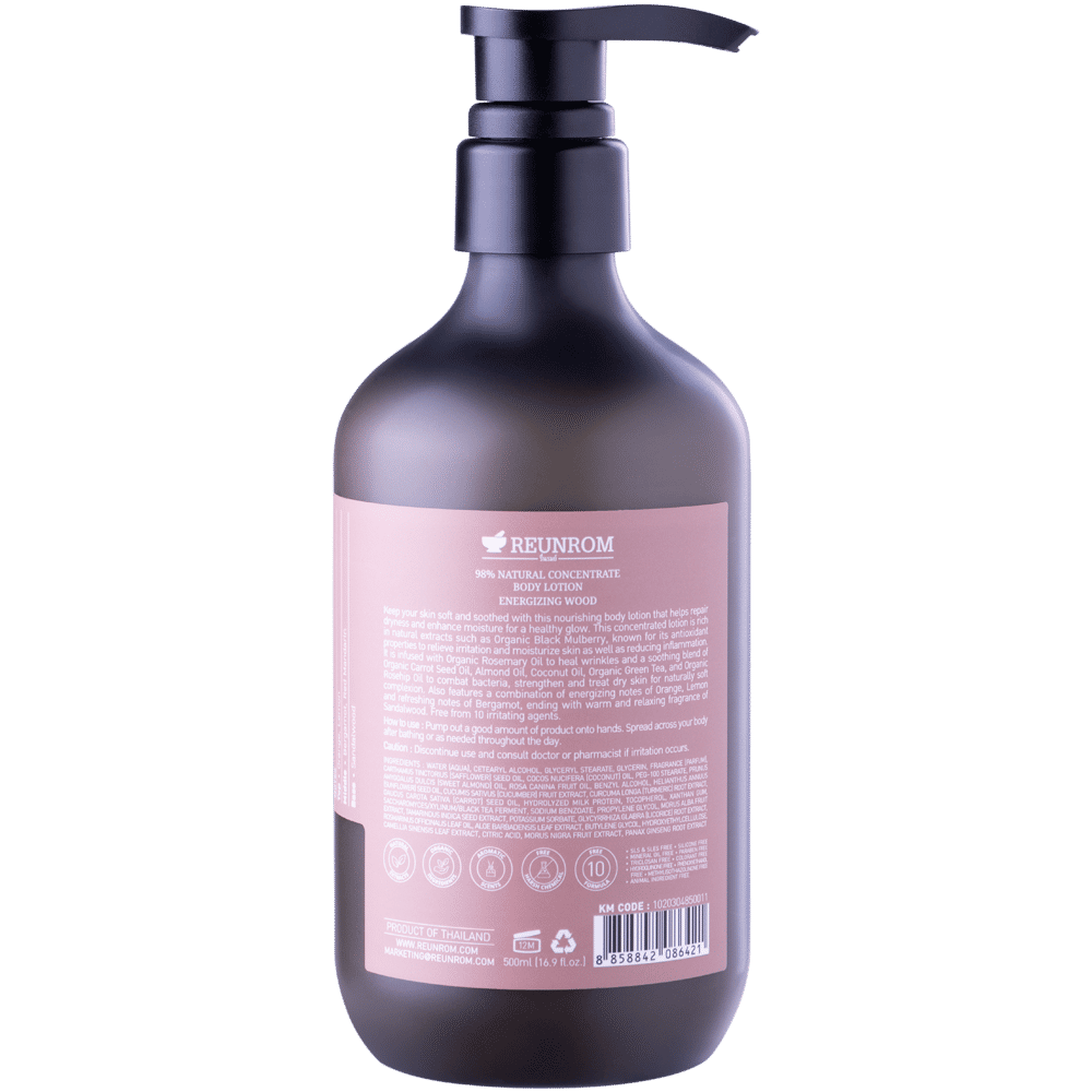 98% Natural Concentrate Body Lotion 500ml Reunrom Energizing Wood