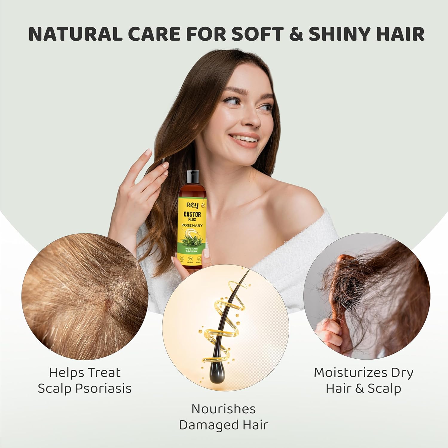 Rey Naturals Cold Pressed Castor Oil plus Rosemary Essential Oil 200 ml*2