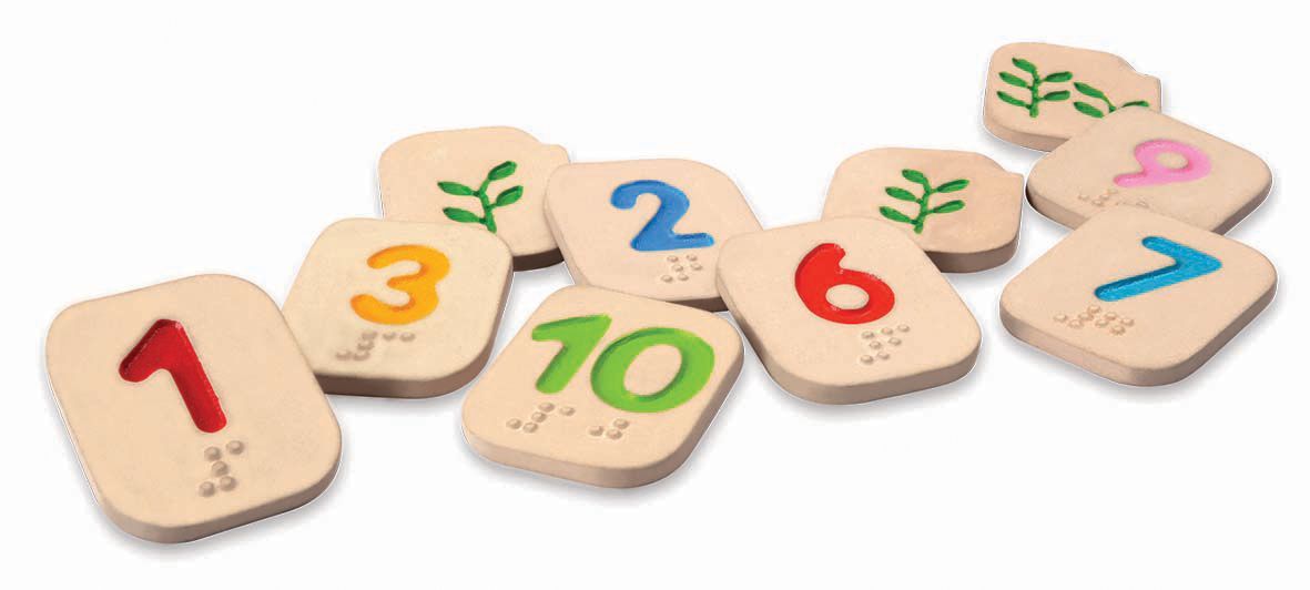 PlanToys Braille Numbers 1-10 — Wooden Braille Learning Set