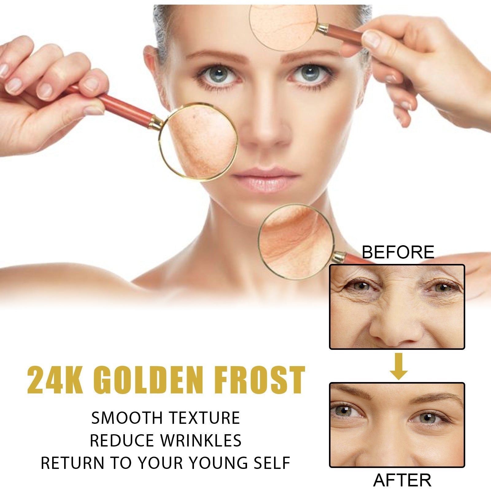 24K Gold Eye Cream for Wrinkle Repair, Dark Circles, Hydrating, Anti-Aging ,50g