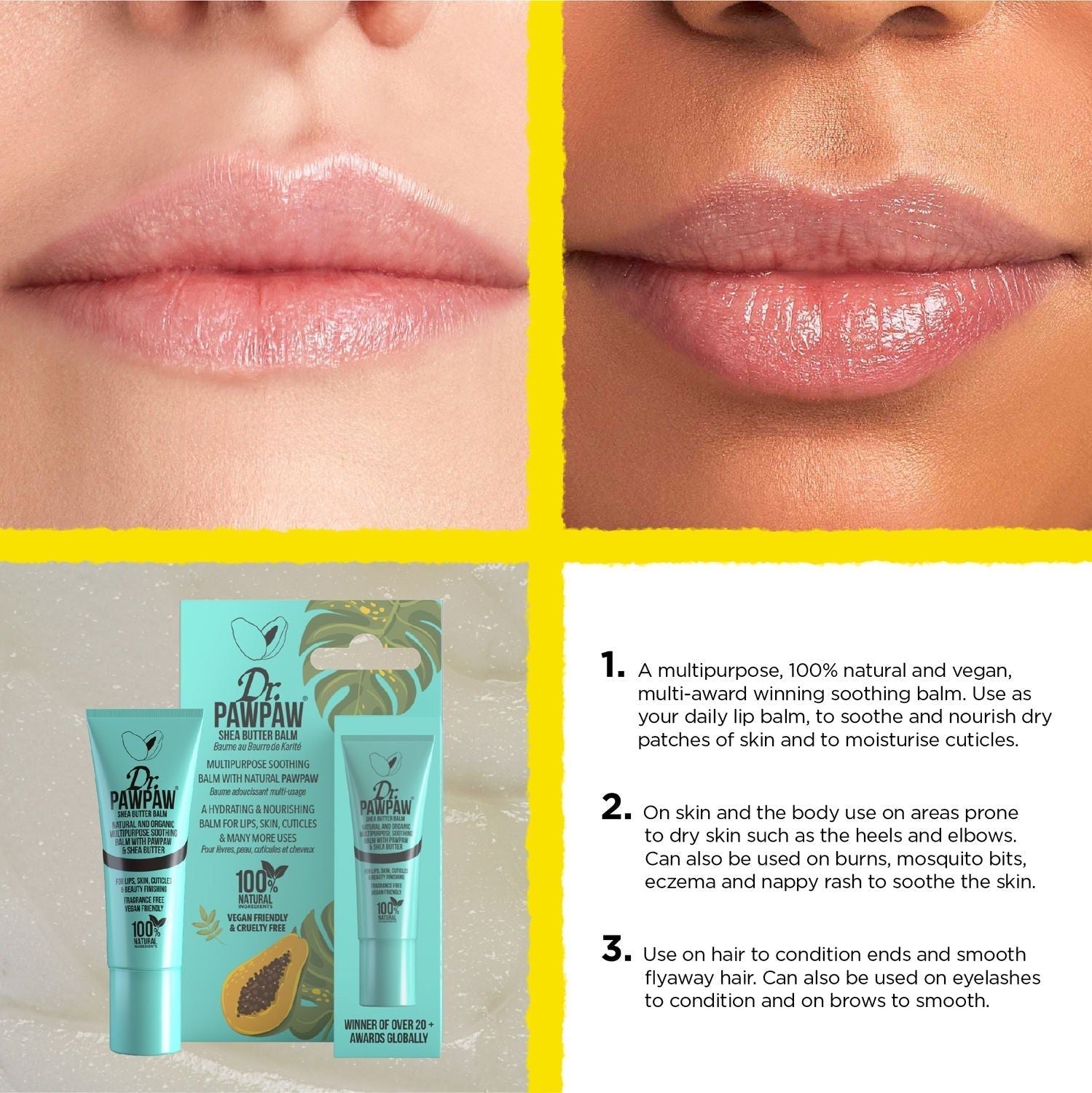 Dr. Pawpaw Shea Butter Balm For Lips, Skin, Hair, Nails And Cuticles, 1 X 10Ml