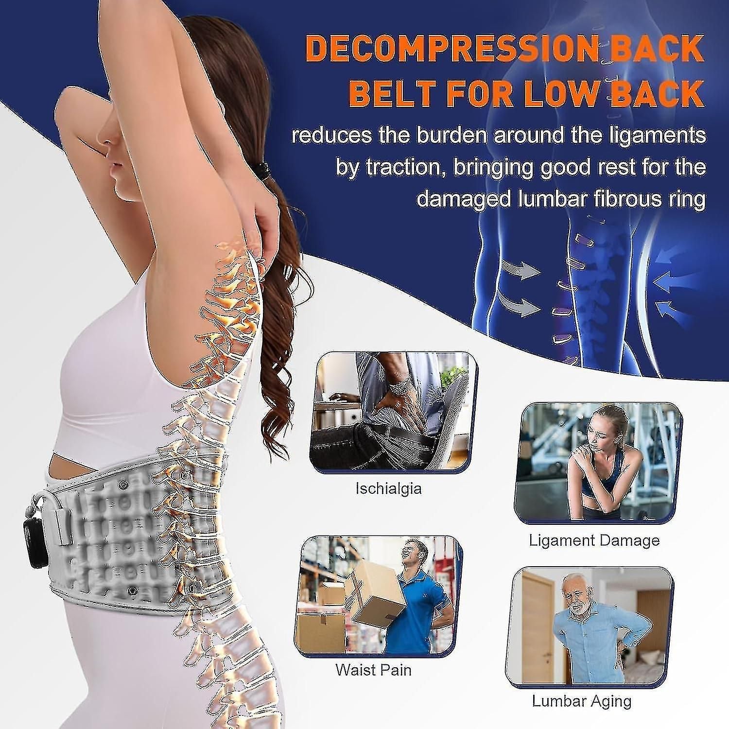 Back Support Belt with Heat Massage Lumbar Pain Relief