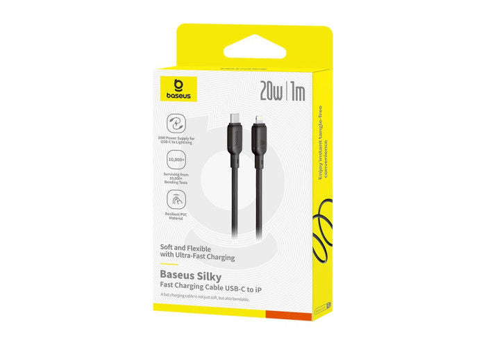 Baseus Silky Series 20W PD Fast Charging Cable Type-C to Lightning Black, 1m