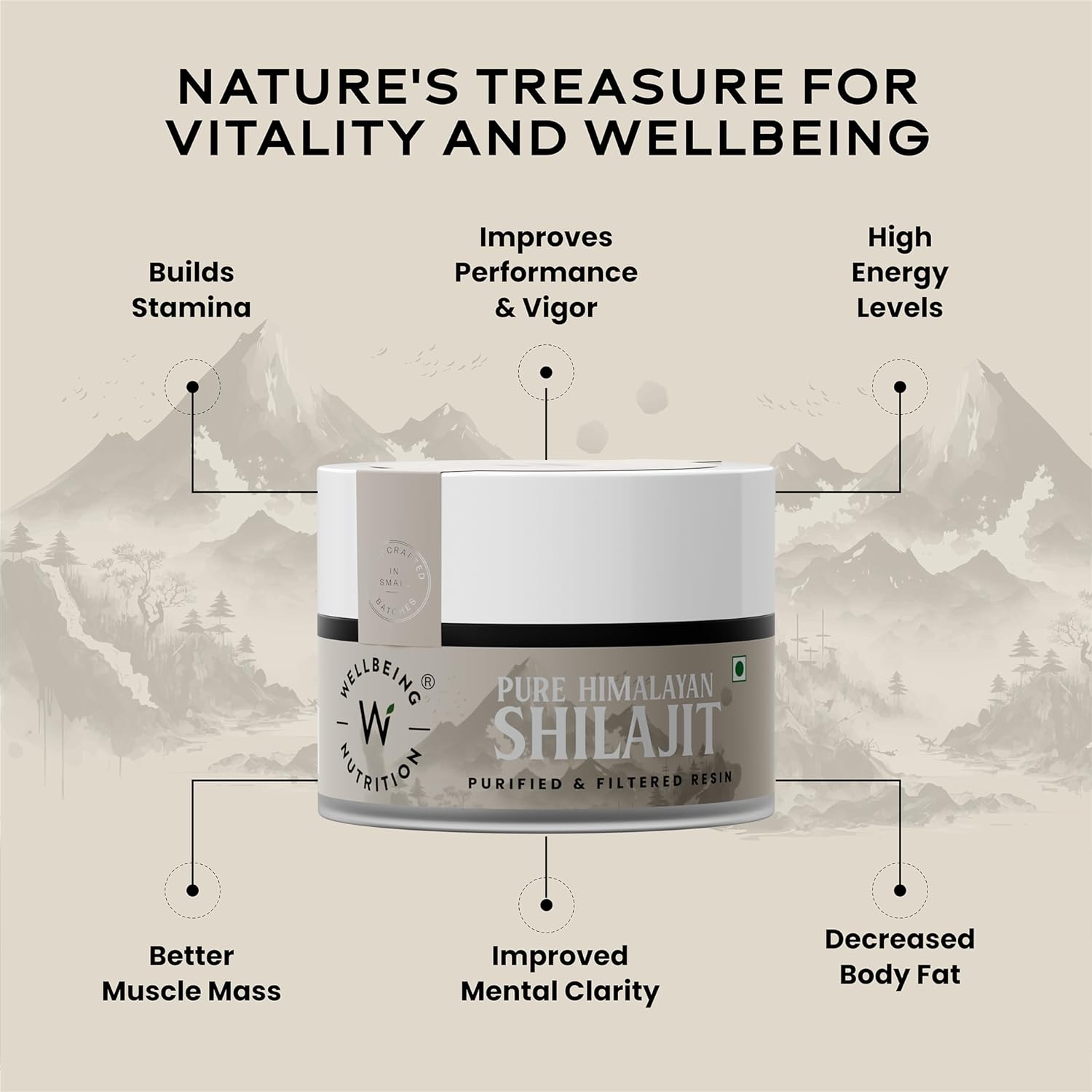 Wellbeing Nutrition Pure & Natural Himalayan Shilajit Original Resin 20g Pack of 2