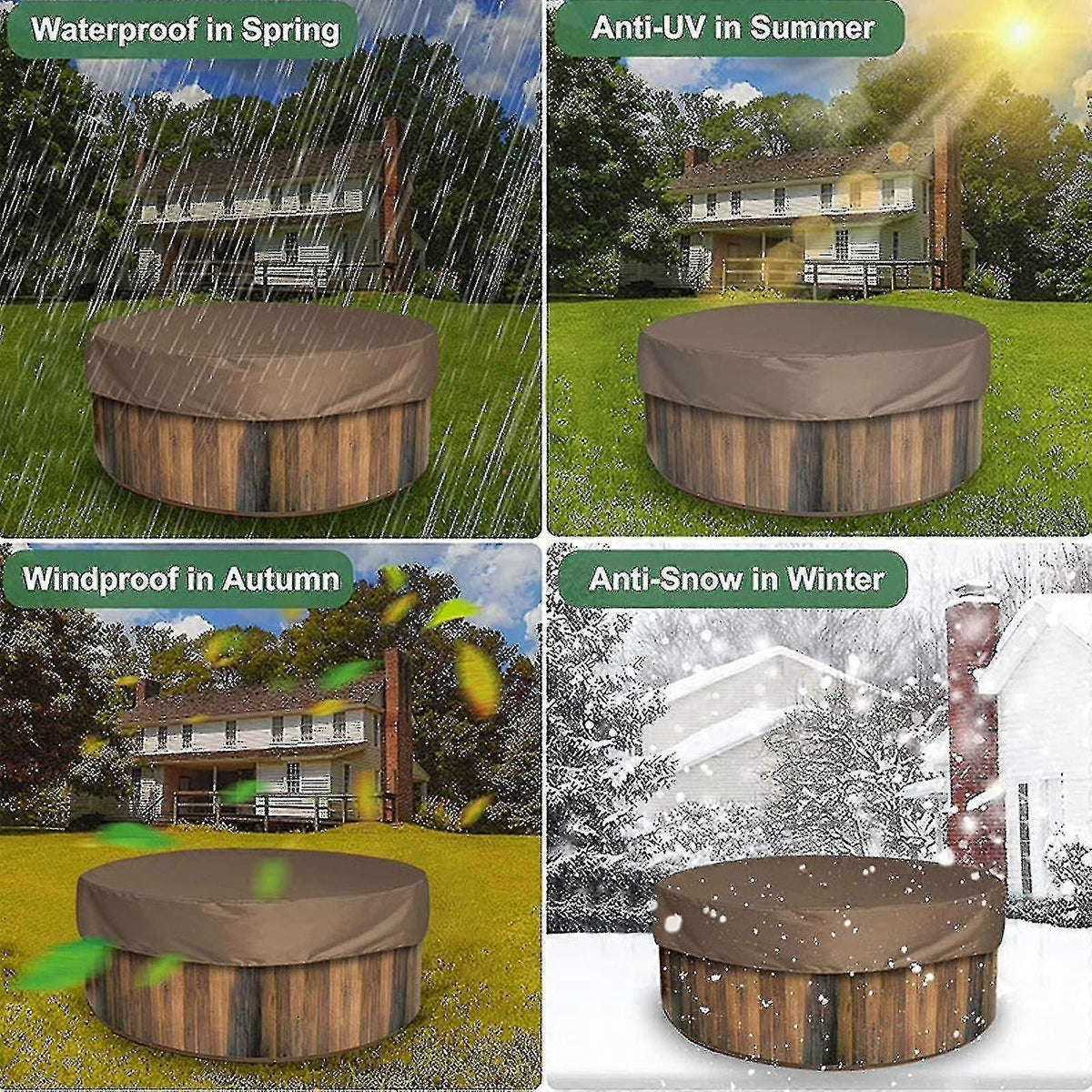 Bathtub Cover Waterproof Anti-UV Spa Hot Tub Protector Heavy Duty Outdoor Furniture Cover New