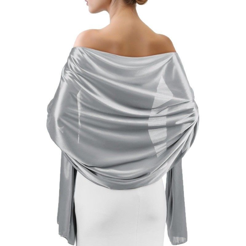 Silver Shawl Wrap for Women Wedding, Bridesmaid & Evening