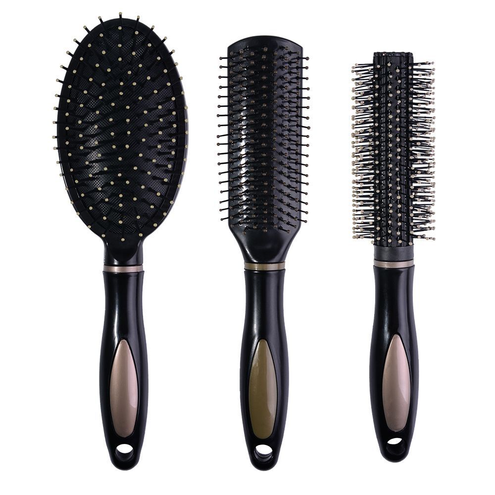 3Pcs Anti-Static Hair Brush Set Paddle, Vent & Round
