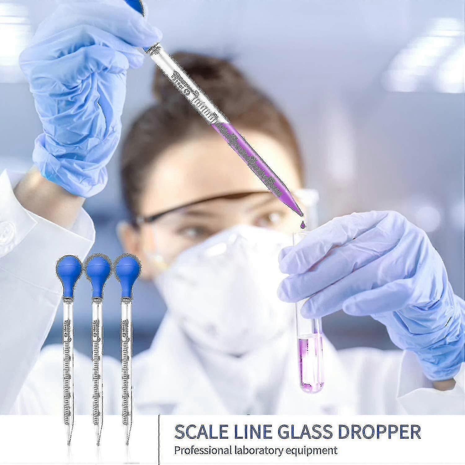 3 Pieces 10ml Glass Pipettes, For Pharmacy, Perfume, Laboratory, Hospital, Chemistry