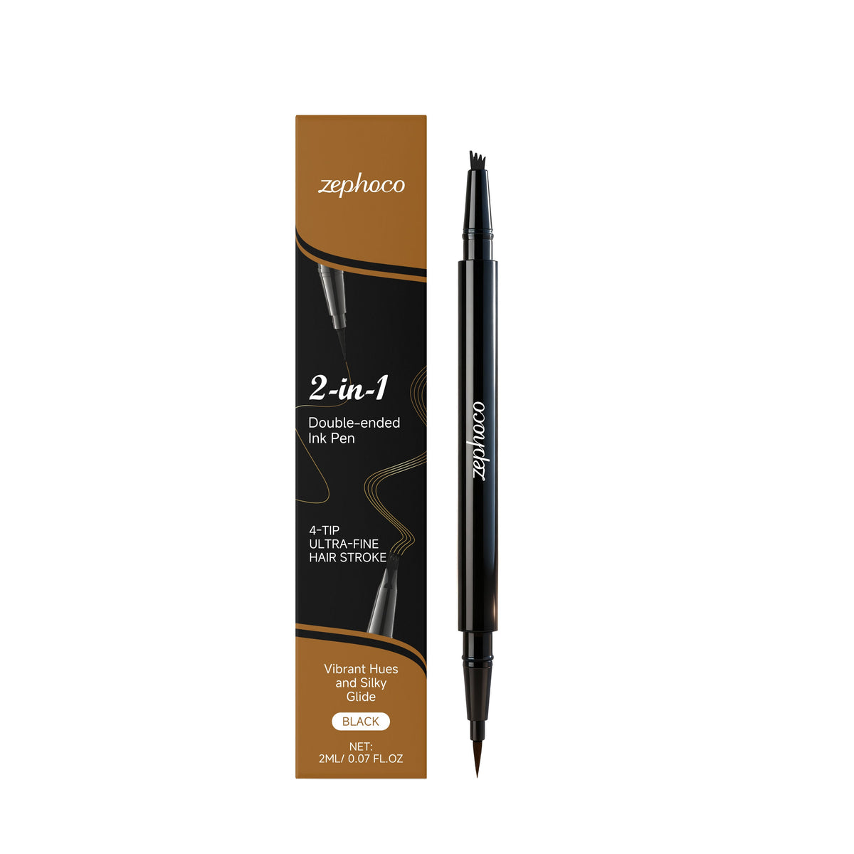 2-in-1 Eyebrow Pencil, Natural, 4-Pronged Tip, Easy to Use, Long-Lasting, Trendy Makeup Tool ,2ml