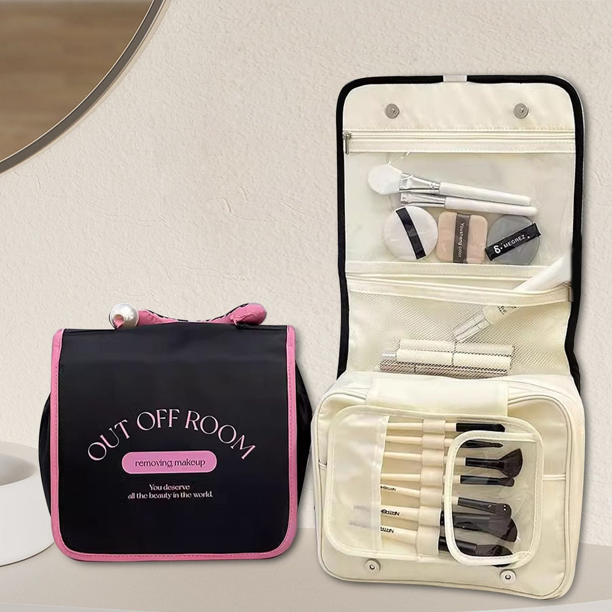 Hanging Travel Makeup Bag with Hook