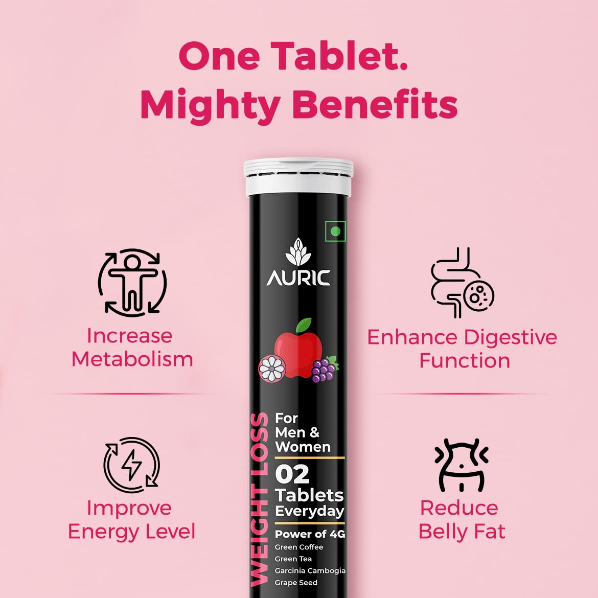 AURIC Weight Loss Get Slim Effervescent Weight Management Fat Burner Tablet - Drop Fizz & Drink Tablets 20