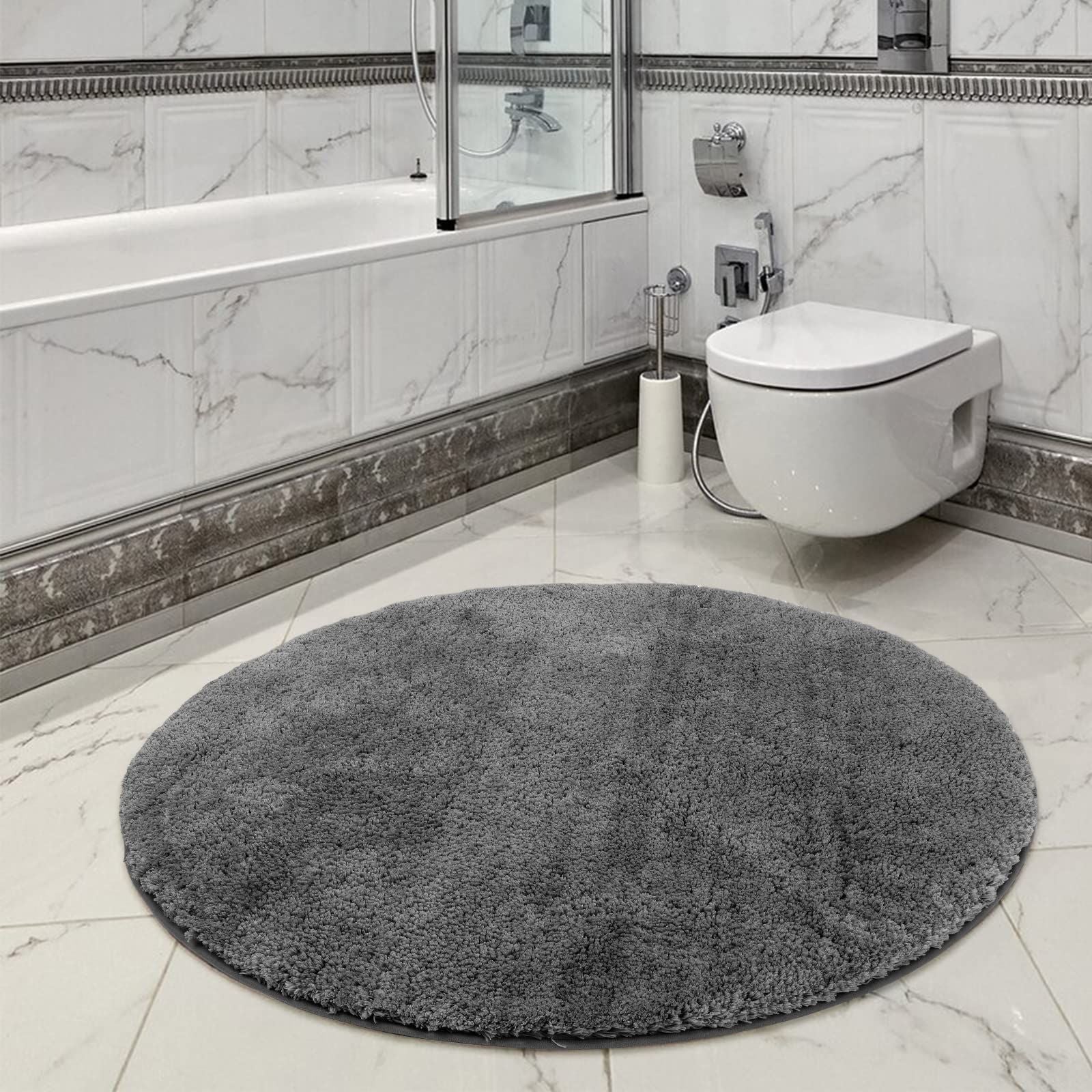Fluffy Washable Non Slip Seavish Round Shag Rug