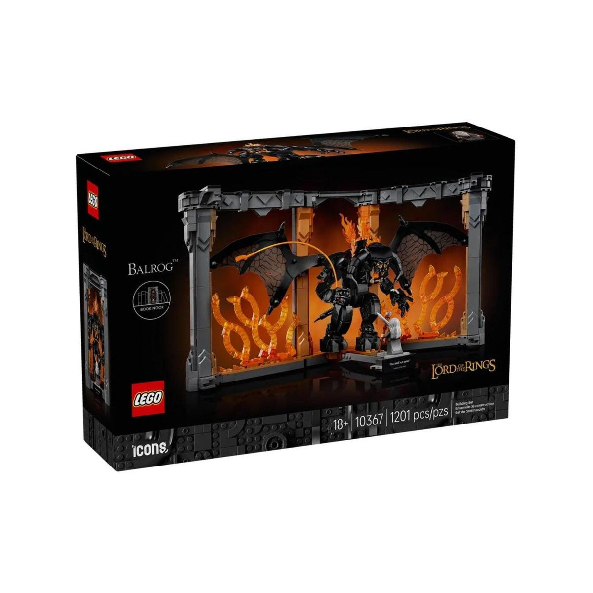 LEGO Icons The Lord of the Rings: Balrog Book Nook Building Set, Age 18+ Years