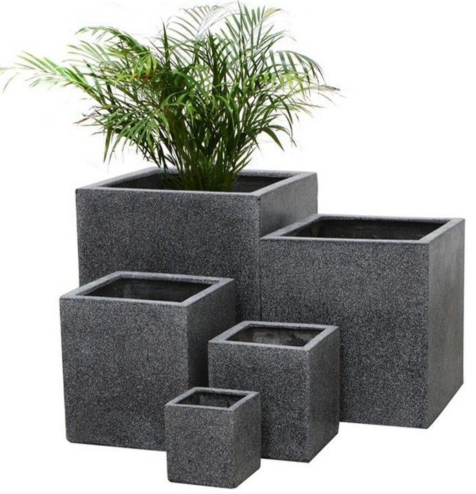 34x34x30cm Square Stone-Look Fiberclay Planter #KD-030