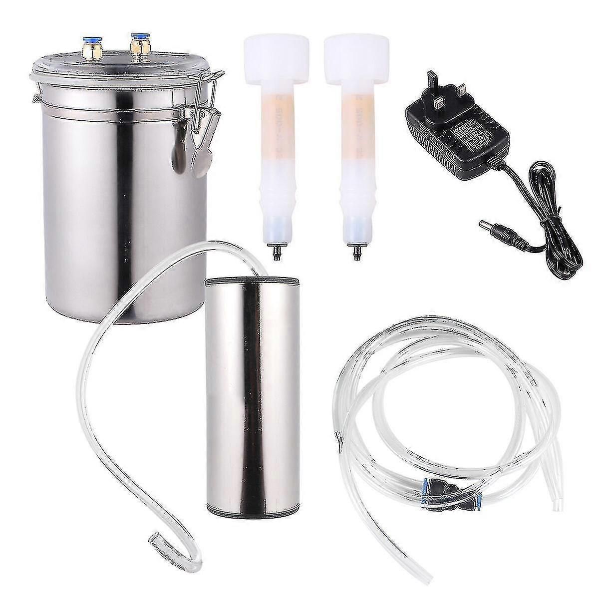 2l Electric Milking Machine Goat Sheep Stainless Steel Bucket Suction Vacuum Pump Household Milker Milking Machines (uk Plug)