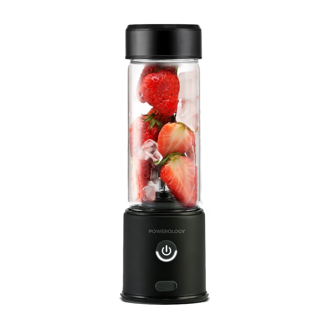 Powerology Blendex Portable Blender 450mL 126W, 6-Blade Rechargeable Personal Juicer, Black