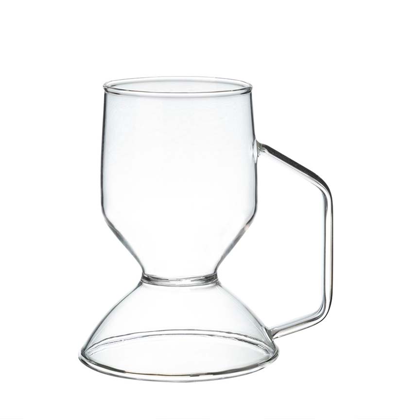 Modern Sculptural Clear Glass Mug - Geometric Pedestal Cup