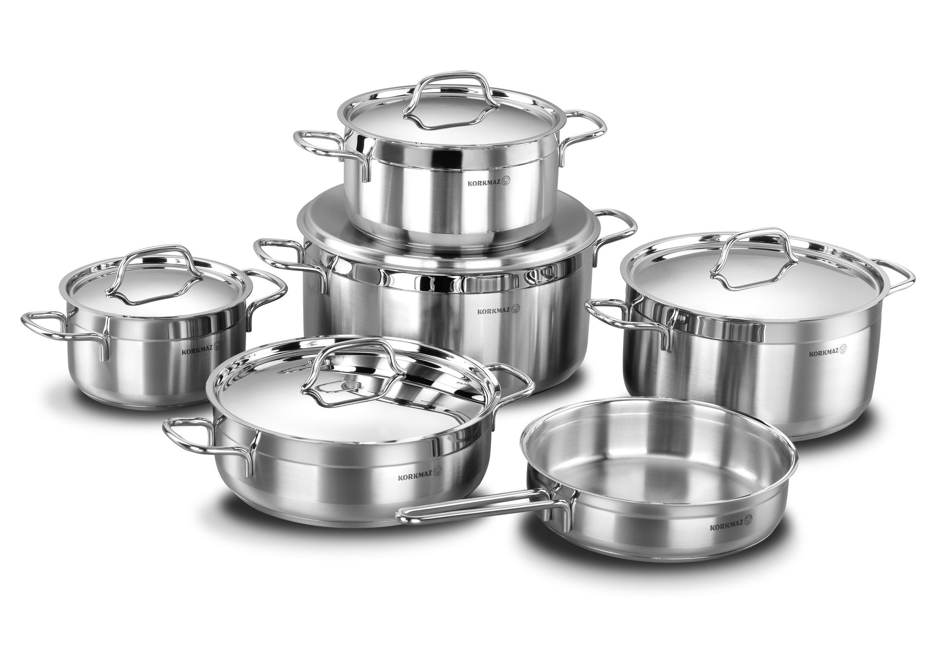 Korkmaz Alfa XL 11-Pieces Cookware set, High Polished Stainless Steel, A1641