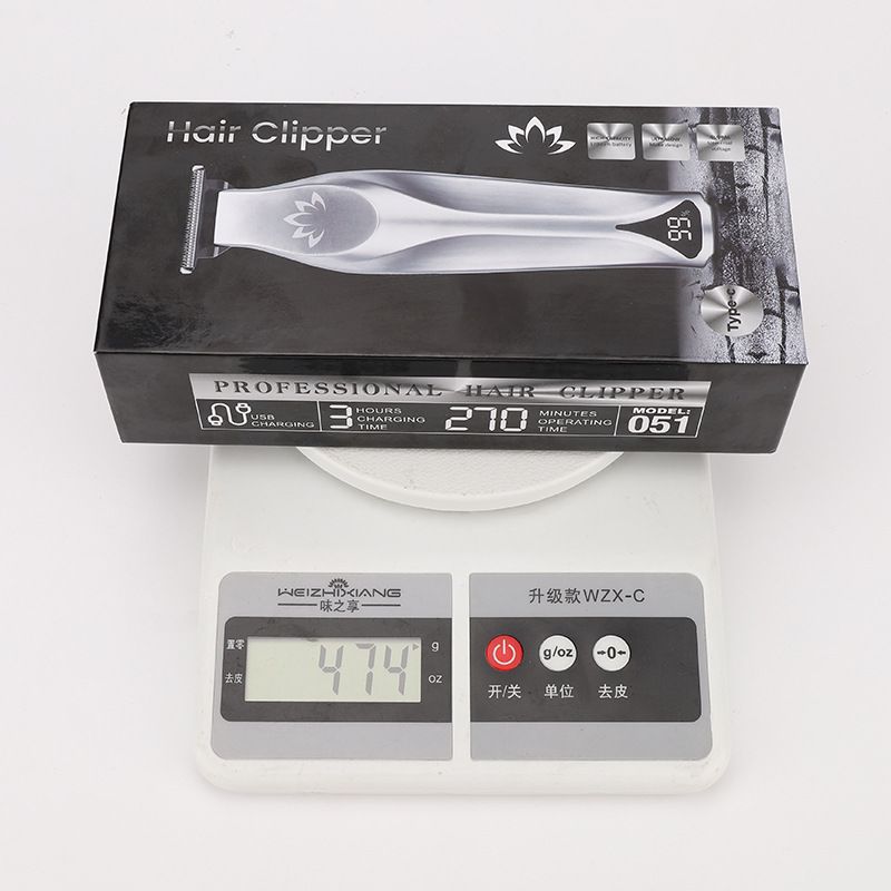 Digital Display Silver Electric Hair Clipper USB Rechargeable Hair Trimmer