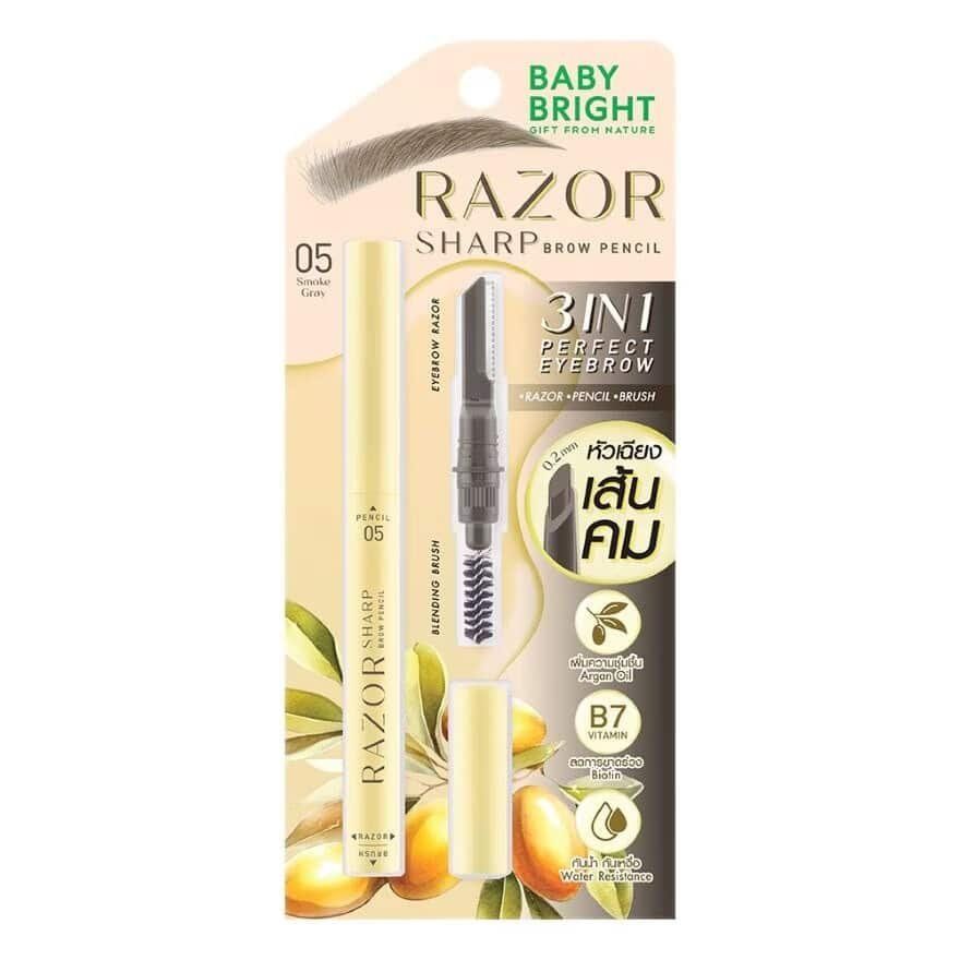 Razor Sharp Brow Pencil 0.15g Baby Bright (M) #05 Smoke Gray