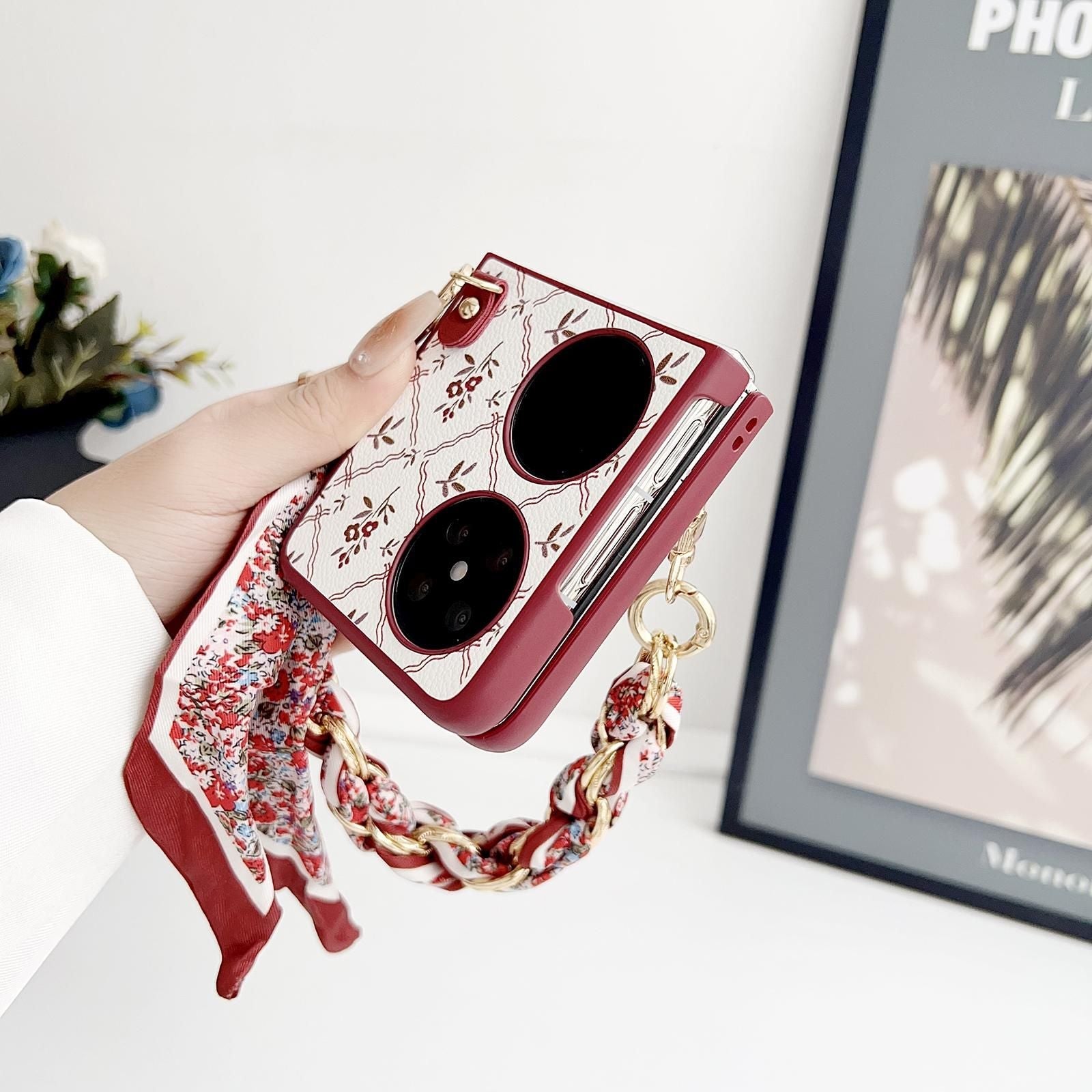 Luck Flower Pattern Strap Case For Huawei Pocket 2
