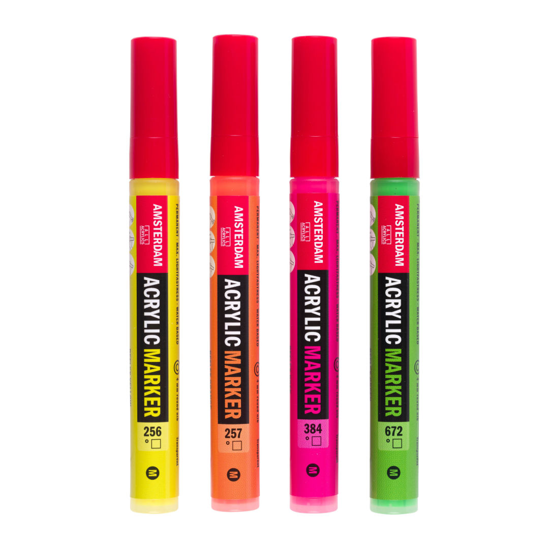 Amsterdam 4-Pieces Acrylic Marker Set, 4mm Nib