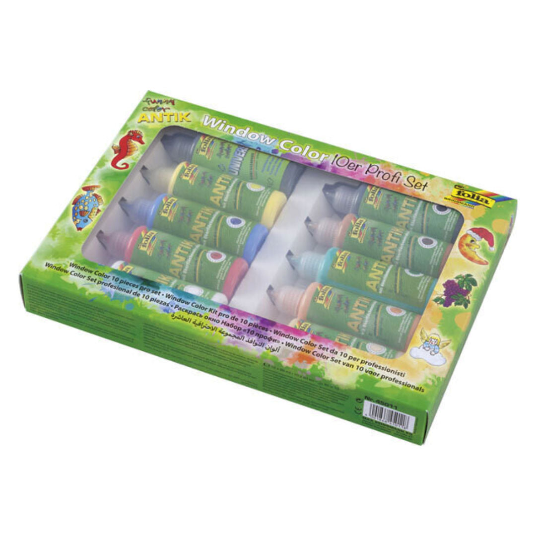 Folia Antik Window Color Pro Paint Set, 10 Colors