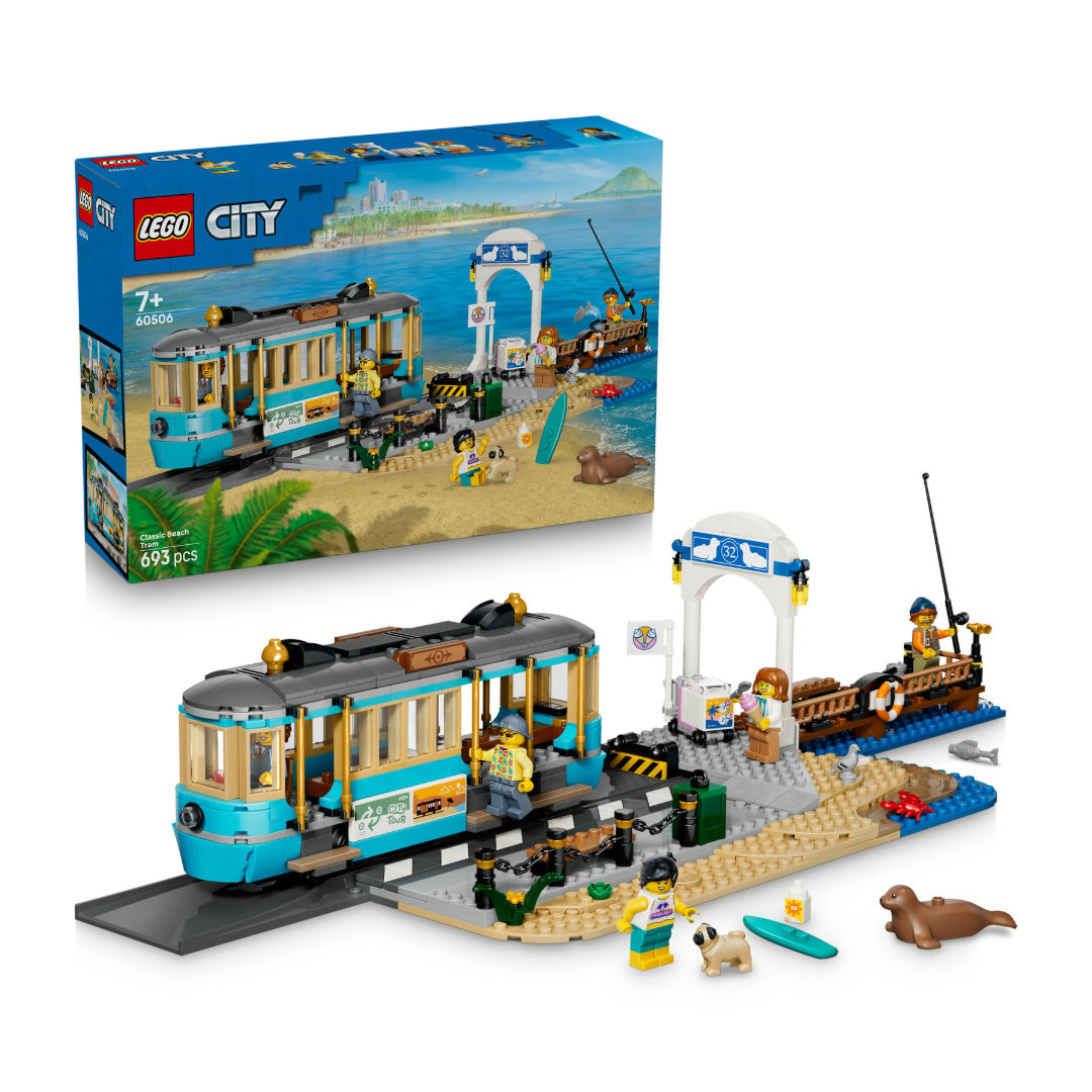 LEGO City Classic Beach Tram Building Toy Set, For Age 7+ Years