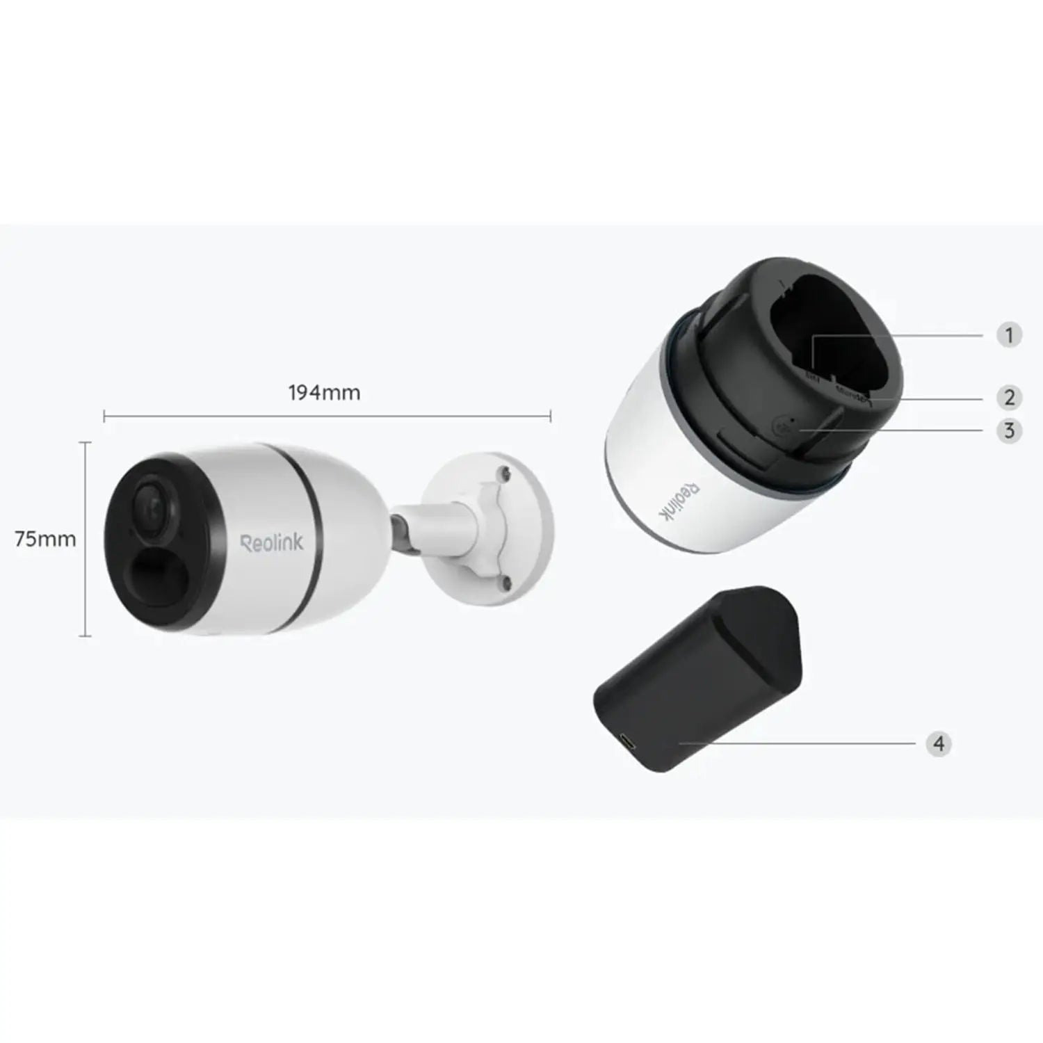 Reolink Go Plus B4GB2K01 4MP 2K 4G LTE Battery Security Camera with Person & Vehicle Detection
