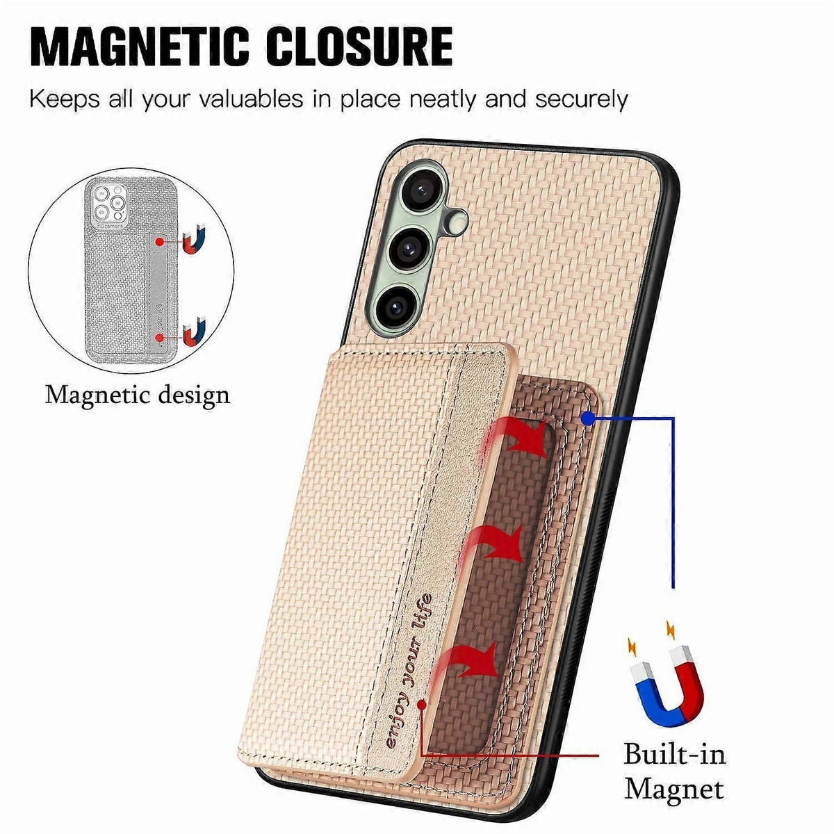 Rfid Blocking Carbon Fiber Leather Case For Samsung Galaxy A56 5G