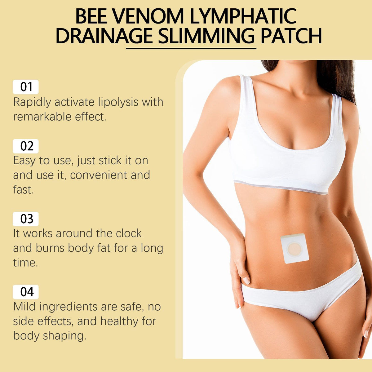Bee Venom Slimming Patch, Body Shaping, Fat Burner, Water Retention, Natural Detox ,10pcs