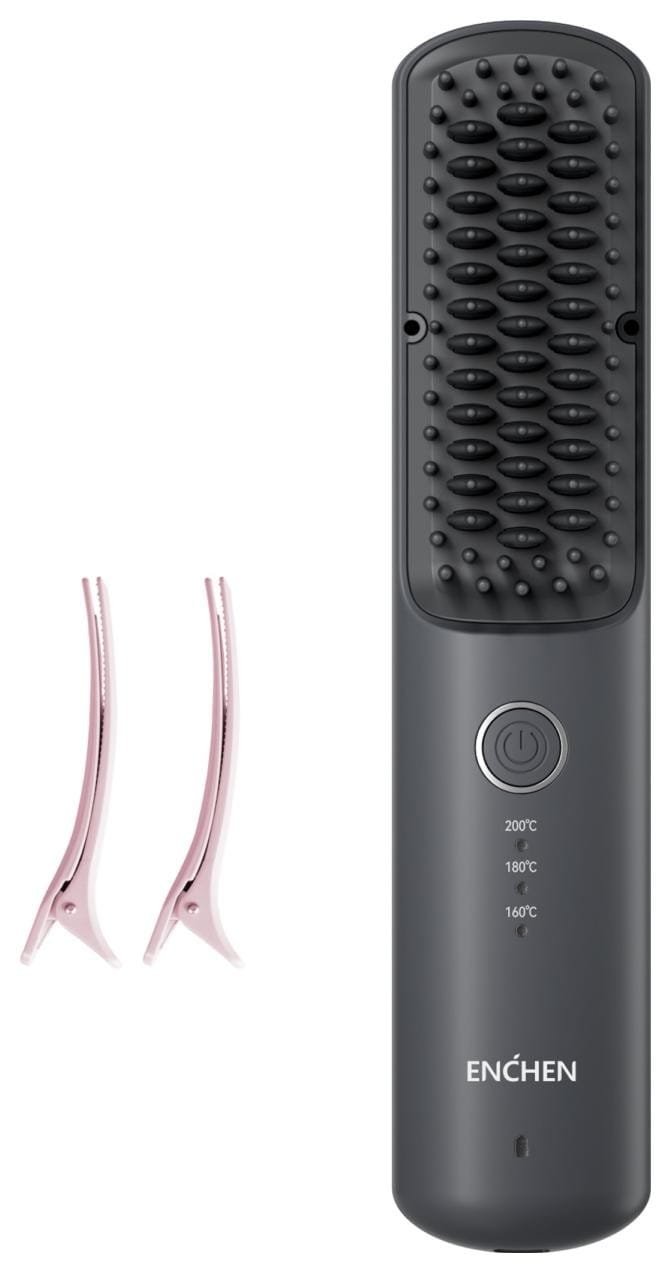ENCHEN H6 Cordless Hair Straightener Brush, 2-in-1 Ionic Styling Comb, Ceramic Heating, USB-C Rechargeable