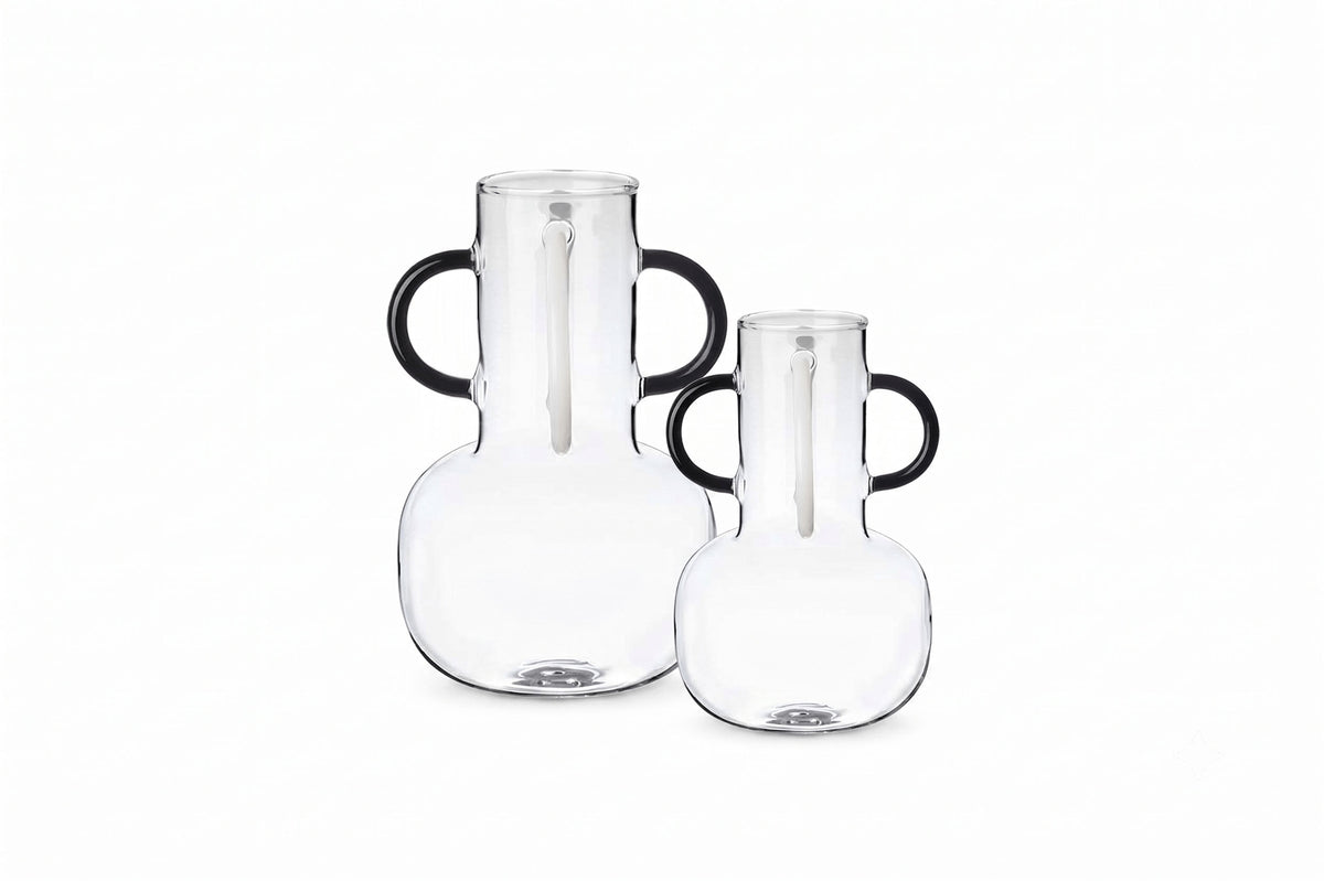 Modern 2-Piece Sculptural Glass Vase Set