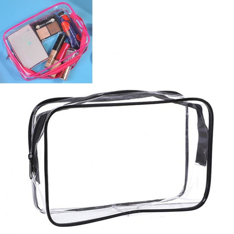 Portable Travel Zip Look PVC Bags Waterproof Transparent Makeup Storage Bag L