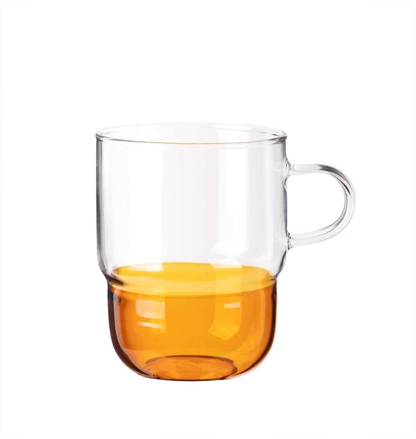 Modern Two-Tone Glass Mug - Amber Base & Clear Top