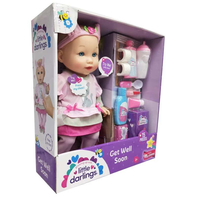 Baby Maziuna Little Darlings Get Well Soon Doll & Playset, 15 Pieces, 2+ Years