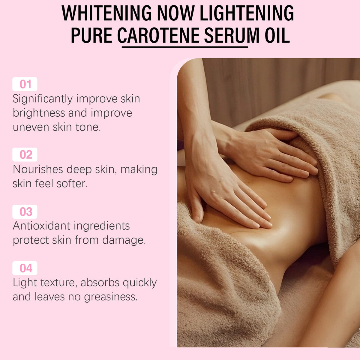 Carotene Whitening Essential Oil, Moisturizing and Brightening Skin, Anti-Aging, Natural Glow ,100ml