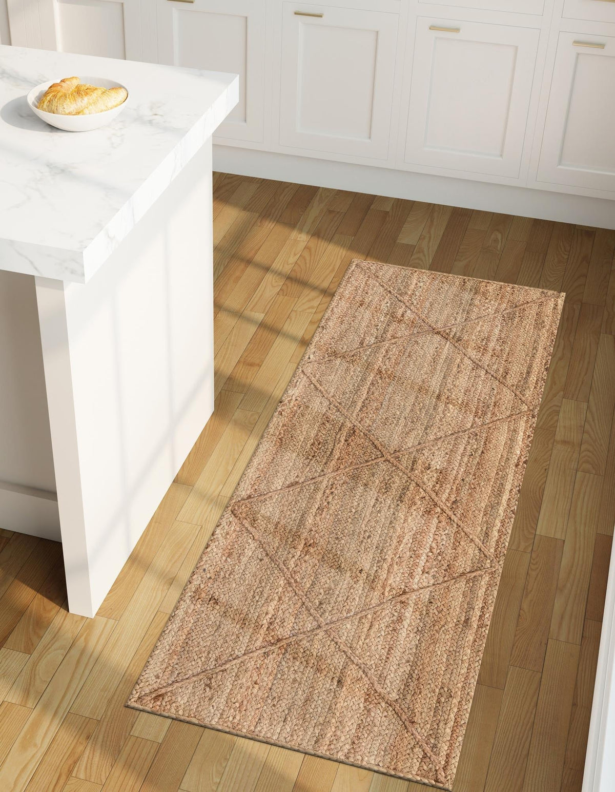 Natural Jute Area Rug with Handwoven Textured Pattern | Eco-Friendly Floor Carpet for Living Room & Home Décor