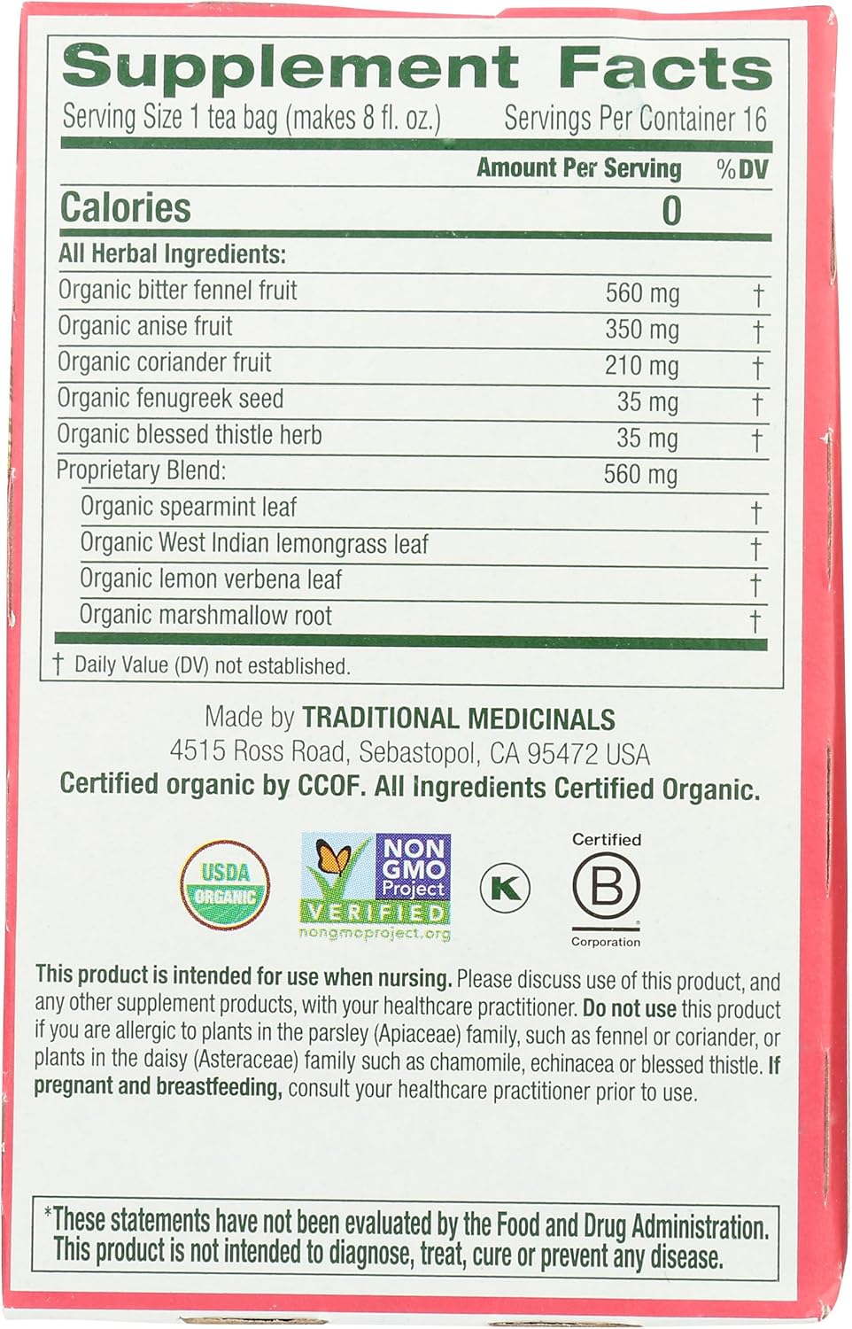 Traditional Medicinals, Mother'S Milk, 16 Ct