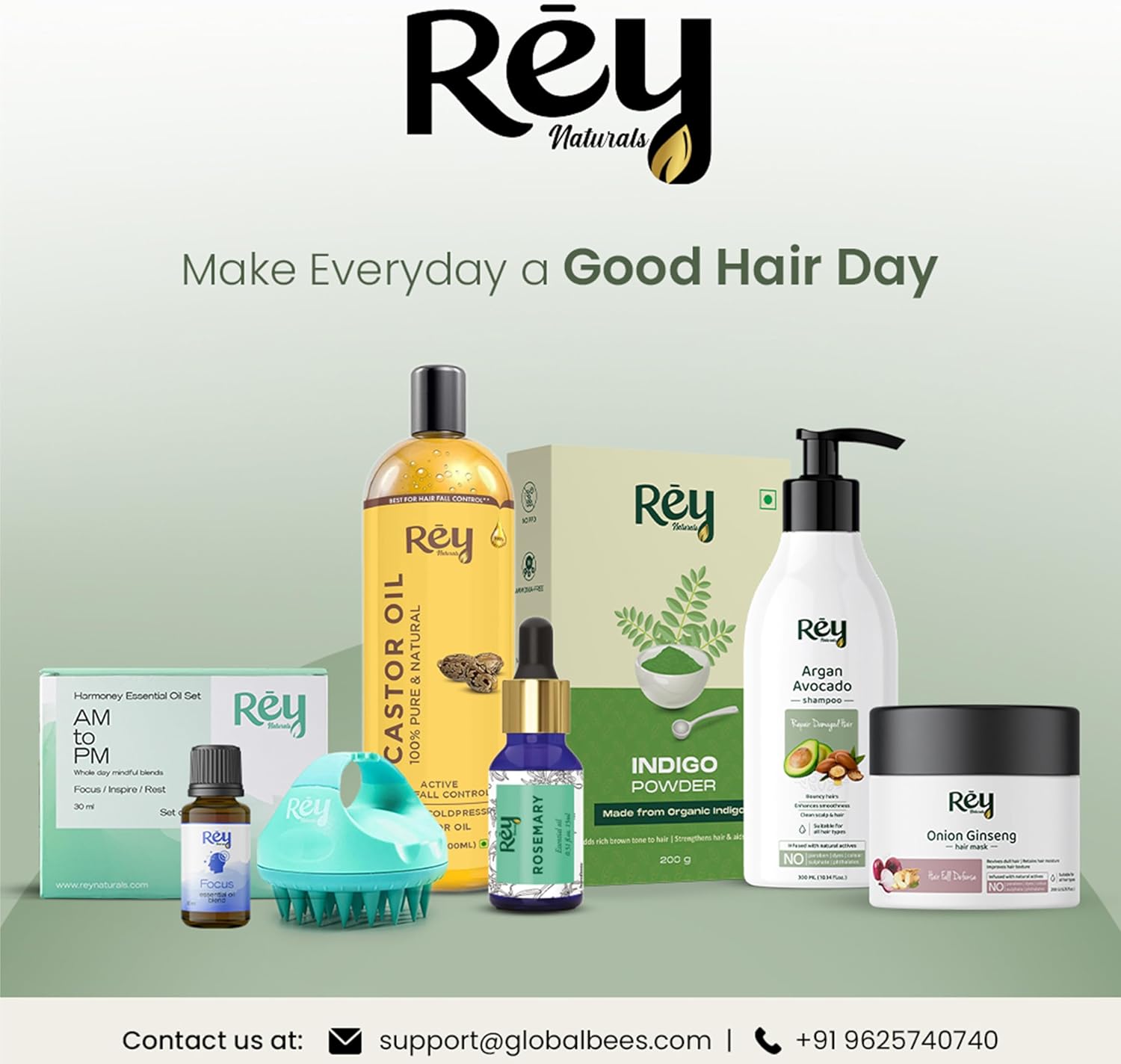 Rey Naturals Cold Pressed Castor Oil & Sweet Almond Oil for hair & skin 200 ml