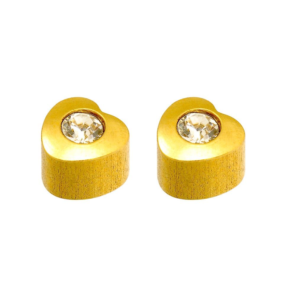 Caflon Singles Shapes Stone Heart April Gold Plated Earring, 1Piece