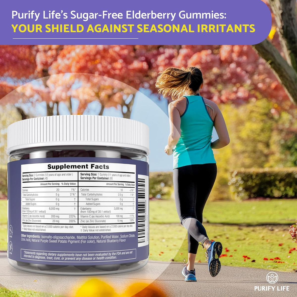 Purify Life Sambucus Sugar-Free Elderberry Gummies 90