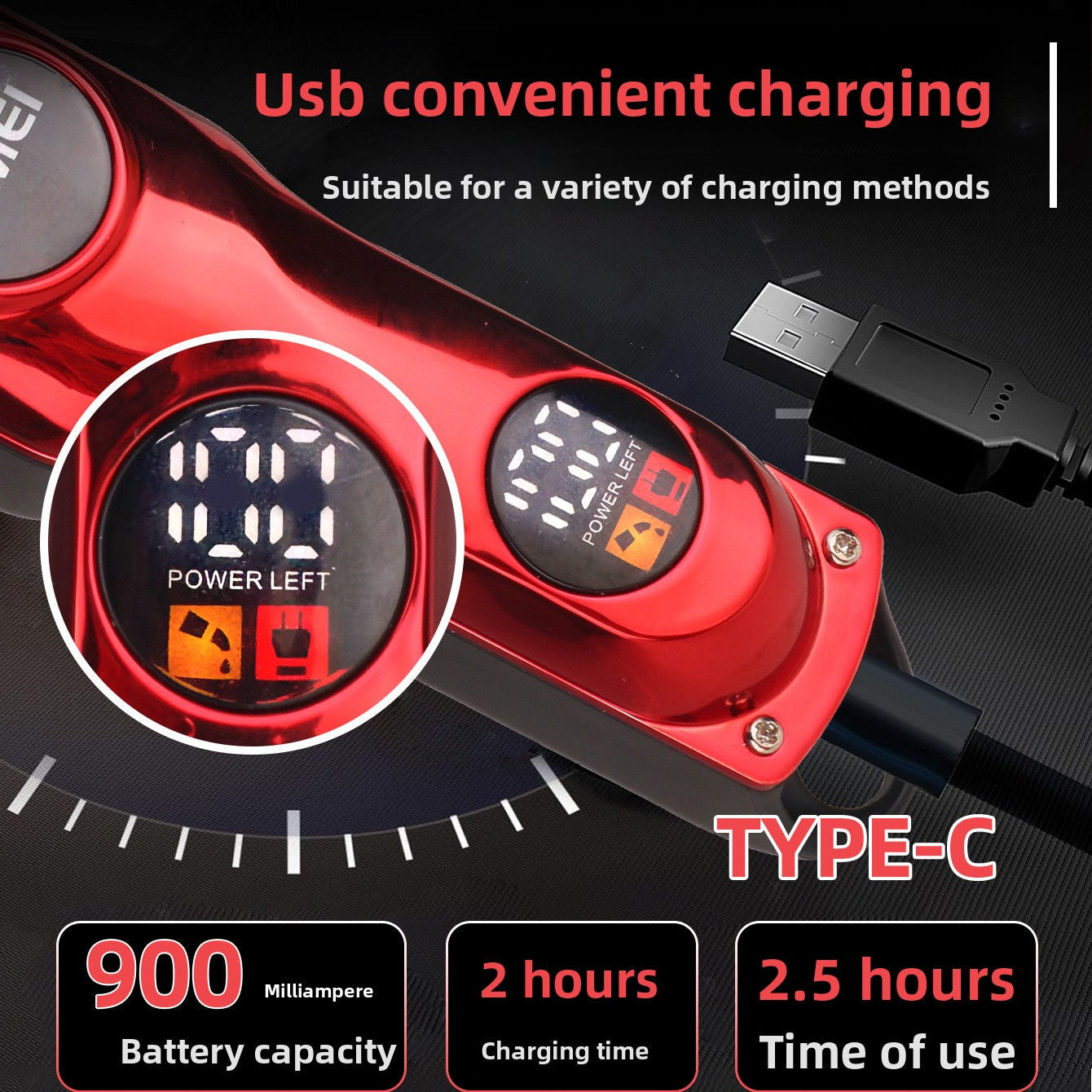 KK-626 USB Hair Clipper Kit with Adjustable Guide Combs