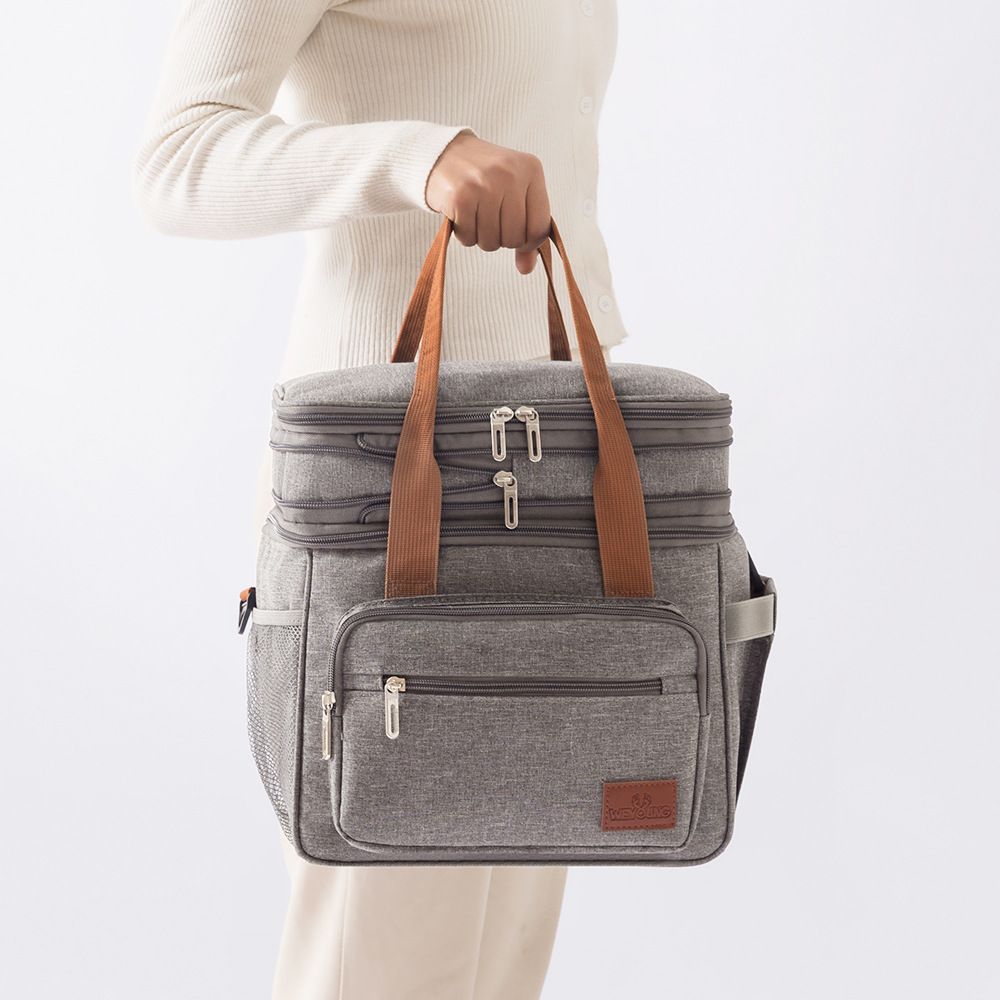 Double Layer Waterproof Insulated Cooler Bag with Shoulder Strap