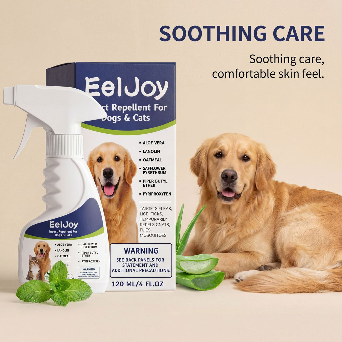 EelJoy Pet Insect Repellent Spray for Dogs & Cats, Gentle Daily Topical Care Spray 120ml