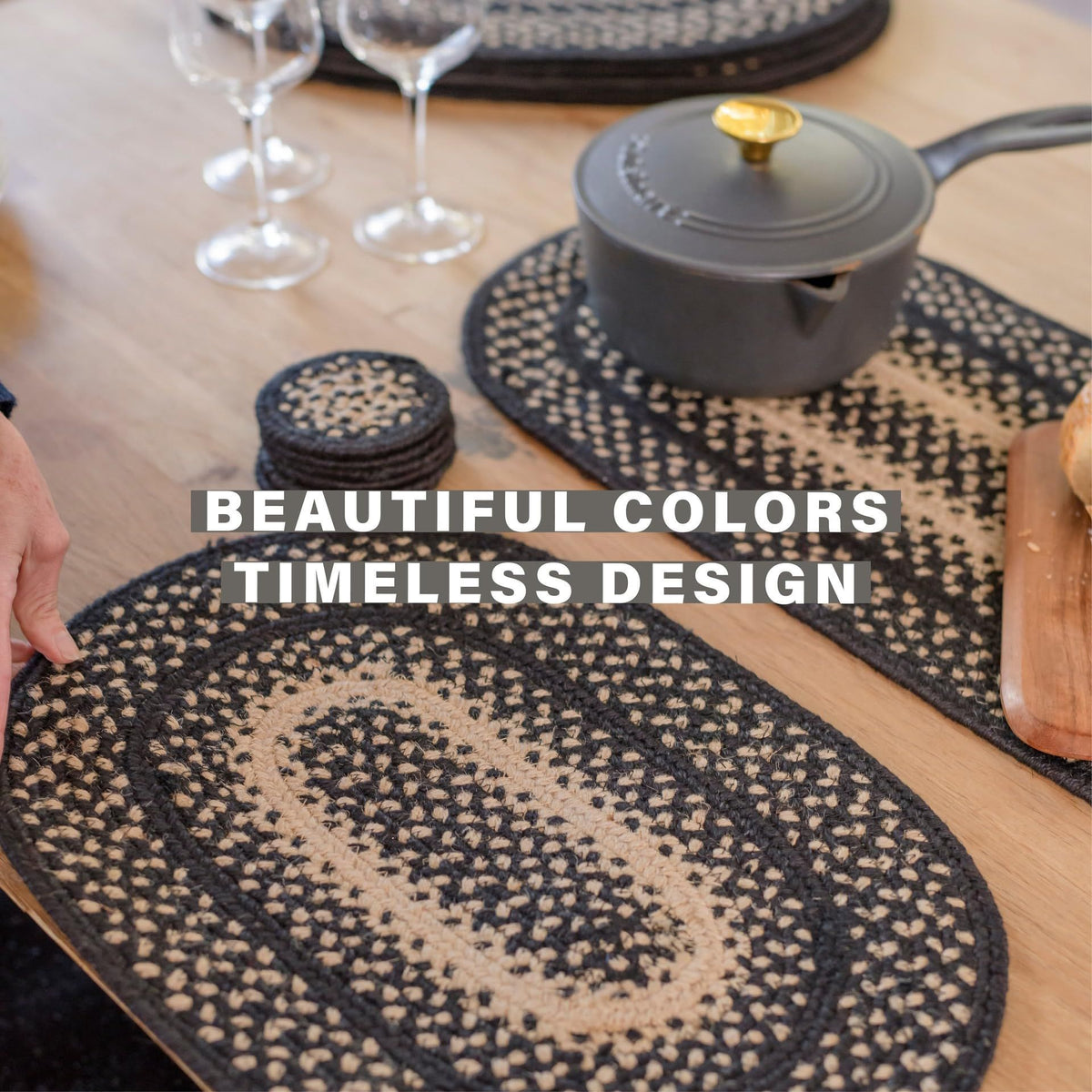 Finely Braided Jute Primitive Style Tables Runners